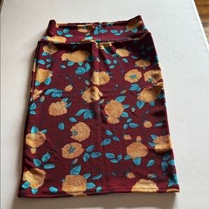 LuLaRoe Burgundy Floral Pencil Skirt